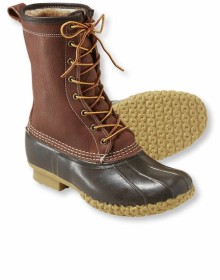 Ботинки лягушки мужские из мятой кожи с подкдадкой из овчины Men's Tumbled-Leather L.L.Bean Boots, 10 Shearling-lined-1